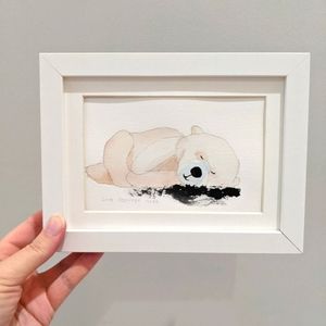 Watercolor Painting of Sleeping Polar Bear